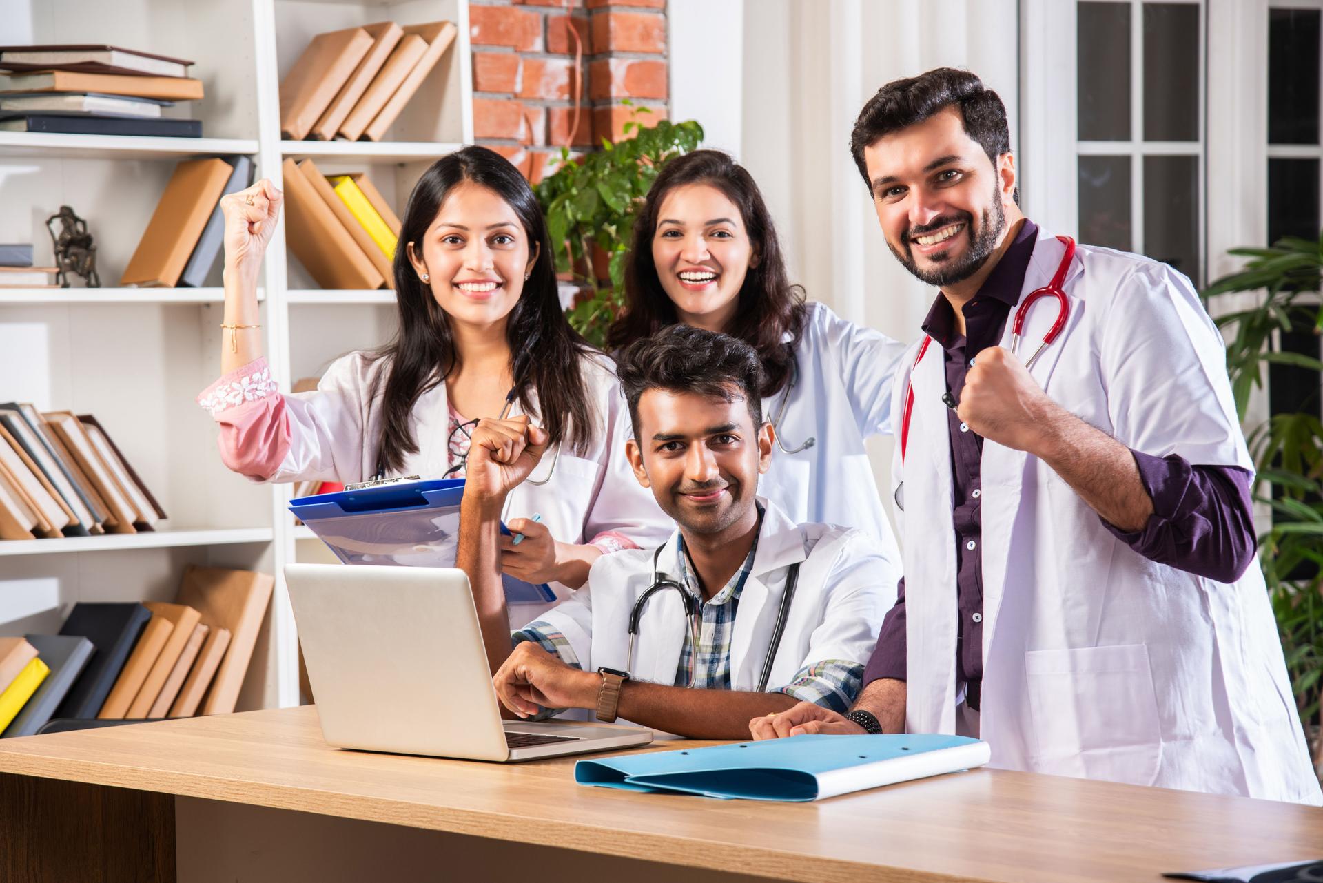 Indian asian young doctors or medical professionals isolated or in office hospital
